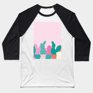 Pink Cactus Line-Up Baseball T-Shirt